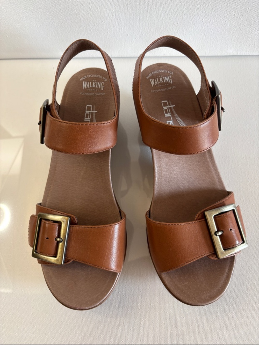 Dansko Women's Tan Leather Buckle Platform Sandals - Picture 5 of 6